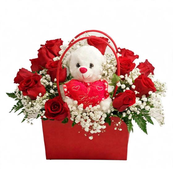 Red Roses Teddy Gift Bag
