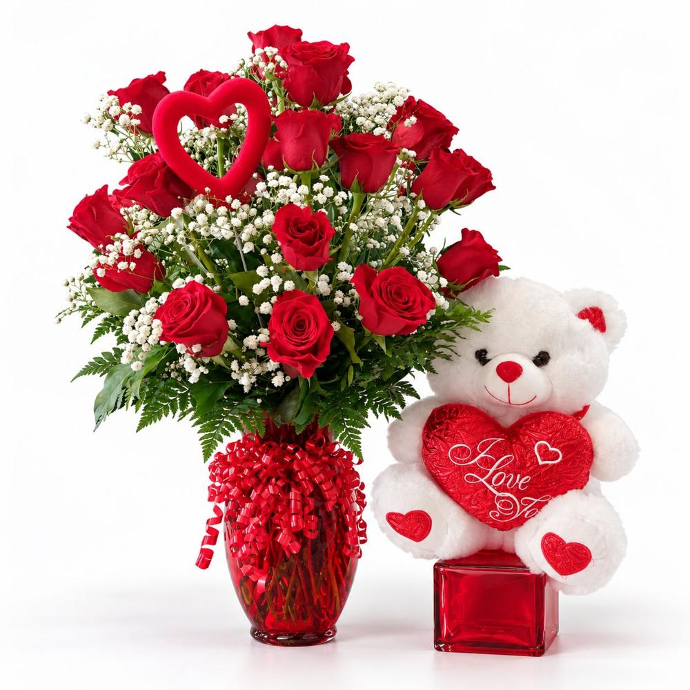 Sweetheart Roses & Teddy