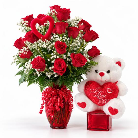 Sweetheart Roses & Teddy