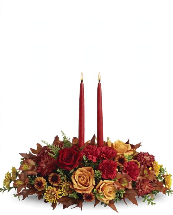 Thanksgiving Red Candle Centerpiece